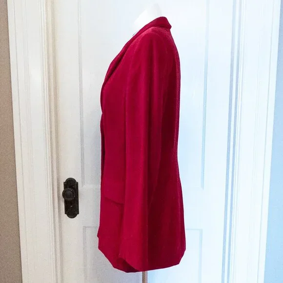 Vintage Escada Black Label Red Velvet Blazer - Picture 3 of 13